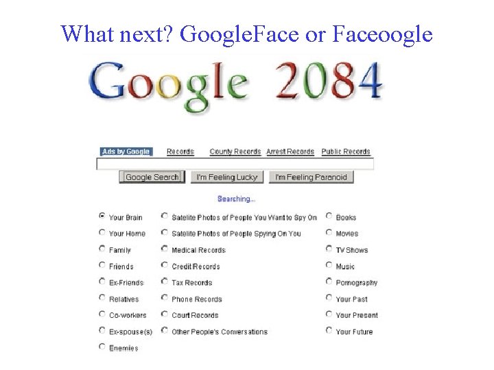 What next? Google. Face or Faceoogle 