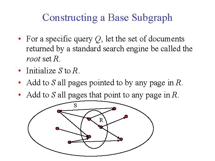 Constructing a Base Subgraph • For a specific query Q, let the set of