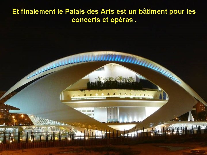 Et finalement le Palais des Arts est un bâtiment pour les concerts et opéras.