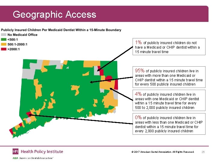 Geographic Access 1% of publicly insured children do not have a Medicaid or CHIP