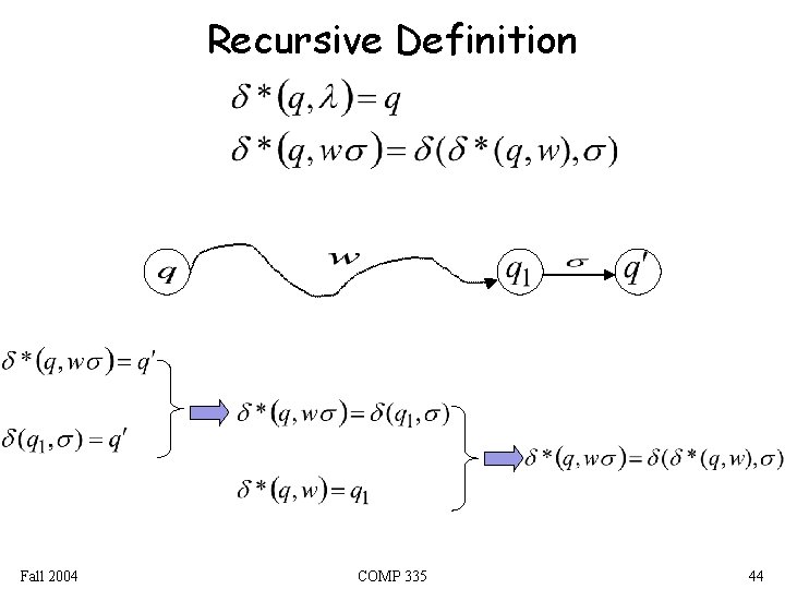 Recursive Definition Fall 2004 COMP 335 44 