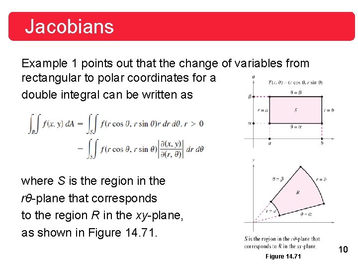 Jacobians Example 1 points out that the change of variables from rectangular to polar Jacobians Example 1 points out that the change of variables from rectangular to polar
