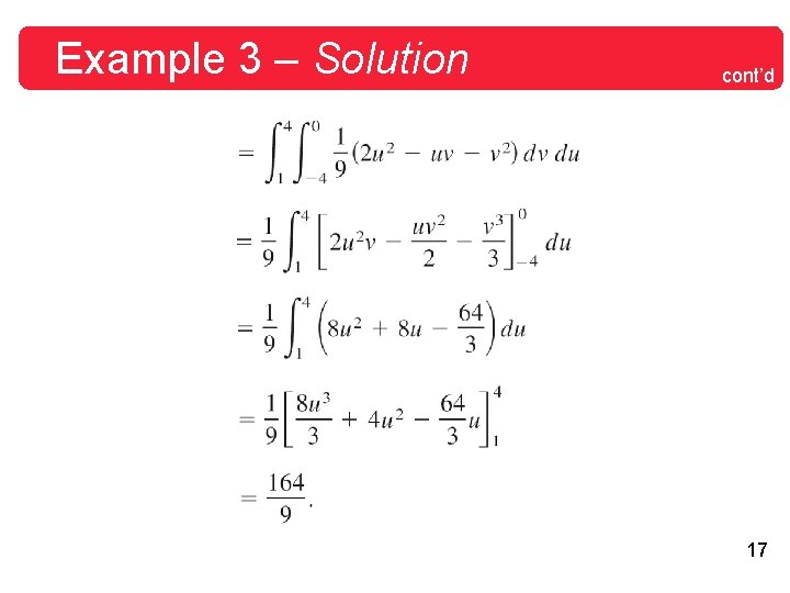 Example 3 – Solution cont’d 17 Example 3 – Solution cont’d 17
