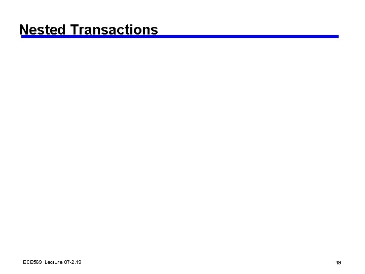Nested Transactions ECE 569 Lecture 07 -2. 19 19 