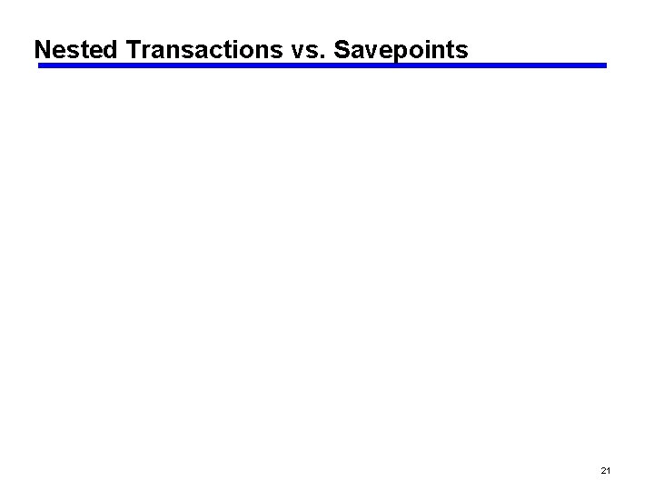 Nested Transactions vs. Savepoints 21 