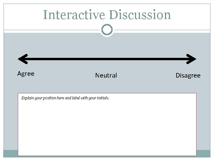 Interactive Discussion Agree Neutral Explain your position here and label with your initials. Disagree Interactive Discussion Agree Neutral Explain your position here and label with your initials. Disagree