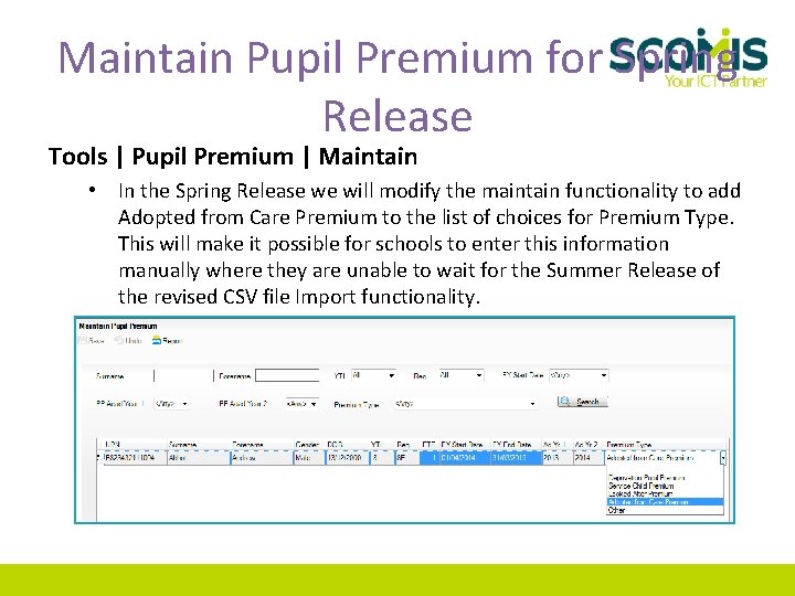 Maintain Pupil Premium for Spring Release Tools | Pupil Premium | Maintain • In