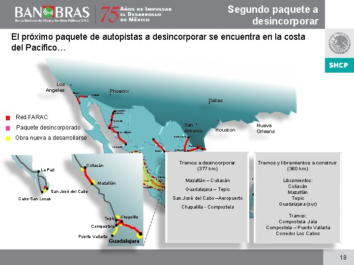 Segundo paquete a desincorporar El próximo paquete de autopistas a desincorporar se encuentra en