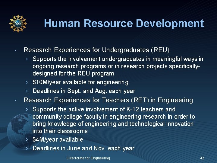 Human Resource Development Research Experiences for Undergraduates (REU) › Supports the involvement undergraduates in