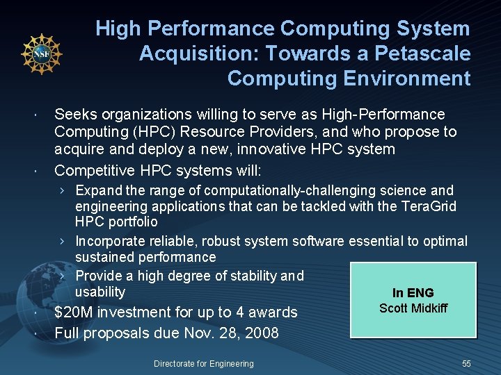 High Performance Computing System Acquisition: Towards a Petascale Computing Environment Seeks organizations willing to