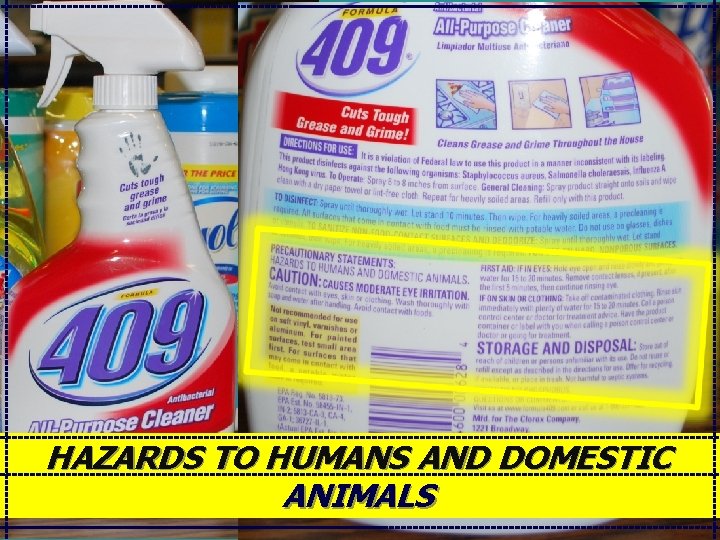 HAZARDS TO HUMANS AND DOMESTIC ANIMALS 