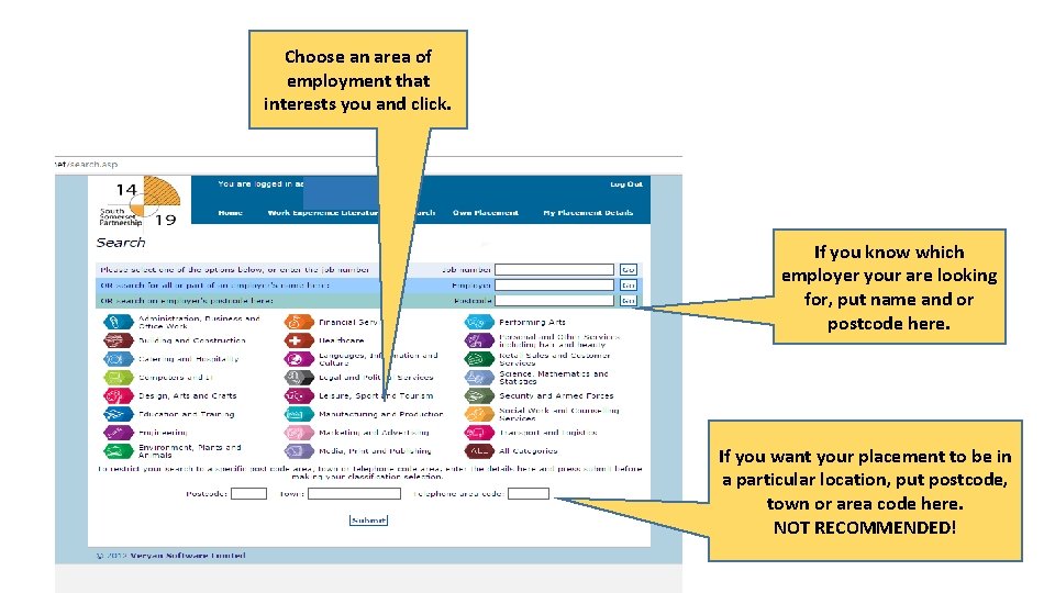 Choose an area of employment that interests you and click. If you know which