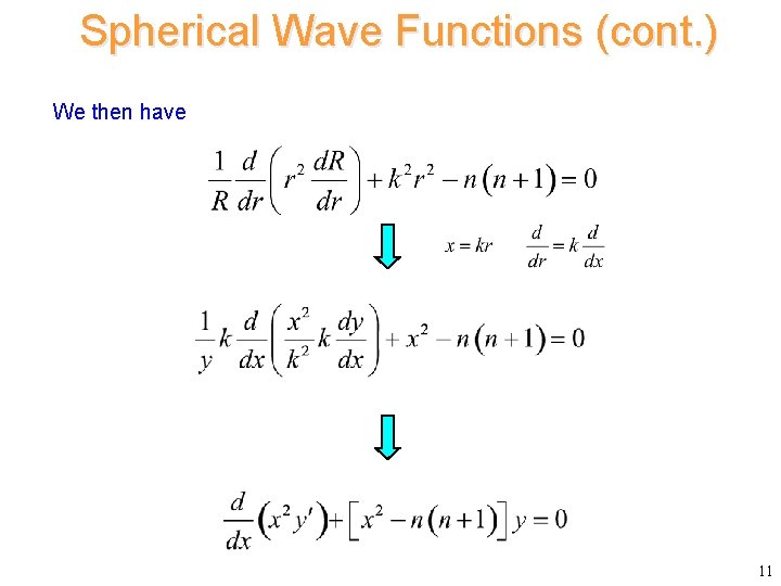 Spherical Wave Functions (cont. ) We then have 11 Spherical Wave Functions (cont. ) We then have 11