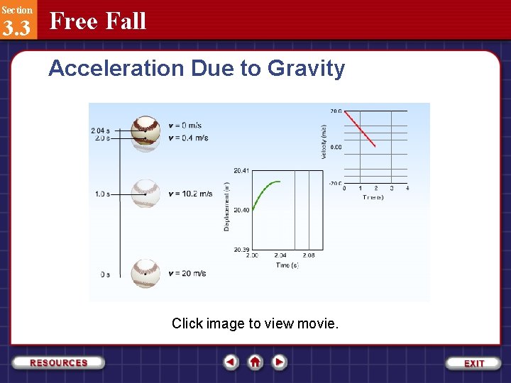 Section 3. 3 Free Fall Acceleration Due to Gravity Click image to view movie.