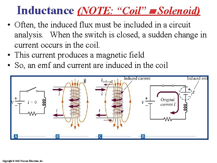 Inductance (NOTE: “Coil” Solenoid) • Often, the induced flux must be included in a