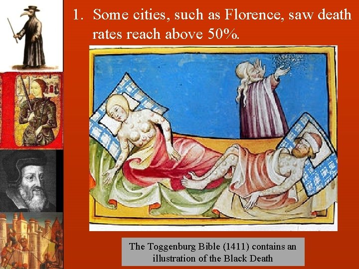 1. Some cities, such as Florence, saw death rates reach above 50%. The Toggenburg