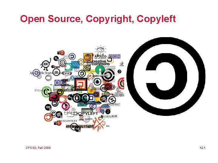 Open Source, Copyright, Copyleft CPS 82, Fall 2008 12. 1 