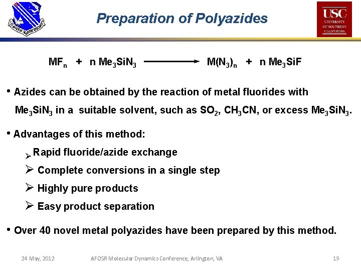 Preparation of Polyazides MFn + n Me 3 Si. N 3 M(N 3)n +