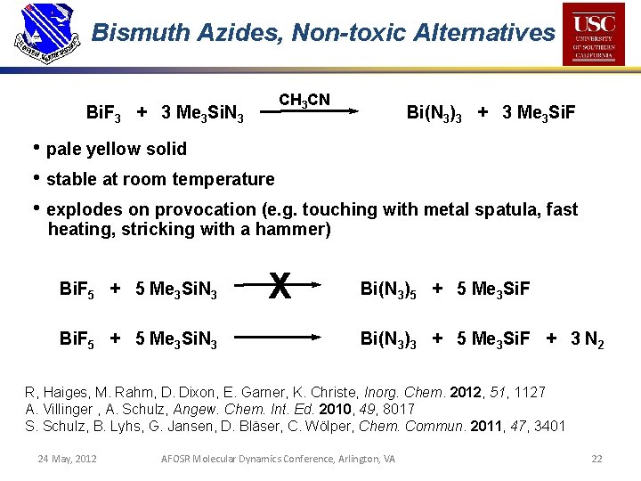 Bismuth Azides, Non-toxic Alternatives Bi. F 3 + 3 Me 3 Si. N 3