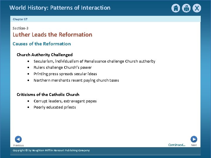 World History: Patterns of Interaction Chapter 17 Section-3 Luther Leads the Reformation Causes of