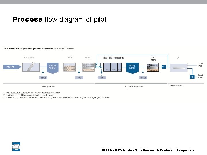 Process flow diagram of pilot 2013 NYC Watershed/Tifft Science & Technical Symposium 