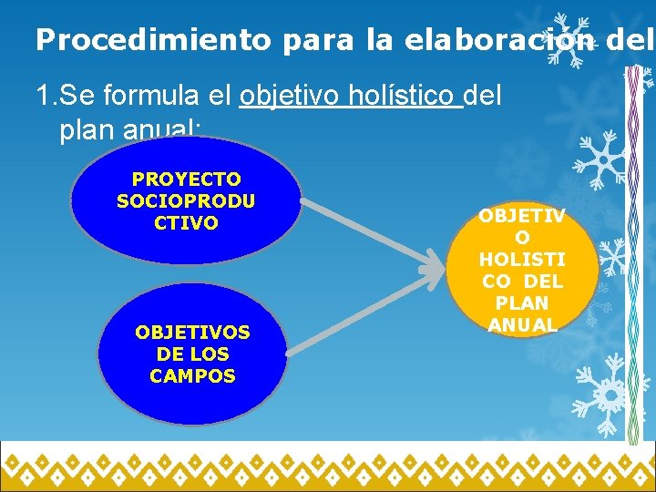 Procedimiento para la elaboración del 1. Se formula el objetivo holístico del plan anual: