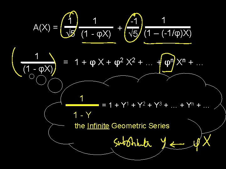 1 1 1 -1 A(X) = + √ 5 (1 - φX) √ 5 1 1 1 -1 A(X) = + √ 5 (1 - φX) √ 5