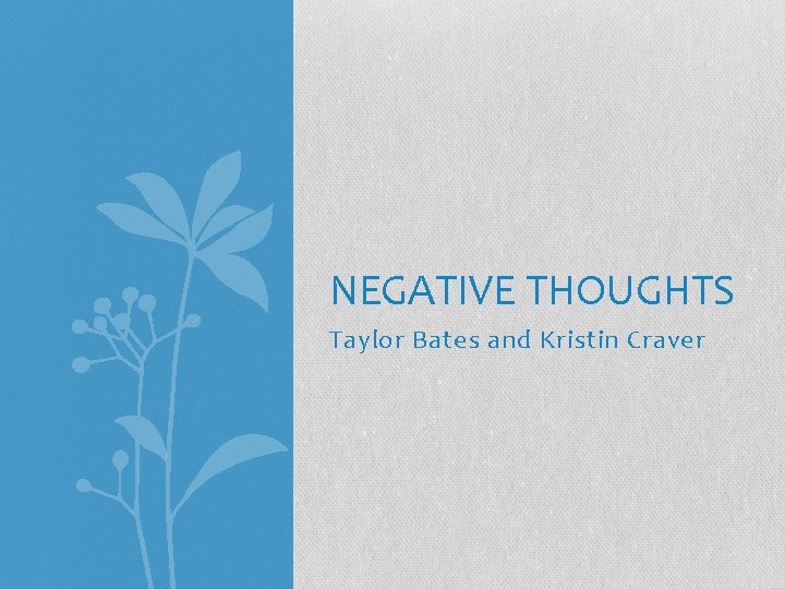 NEGATIVE THOUGHTS Taylor Bates and Kristin Craver 