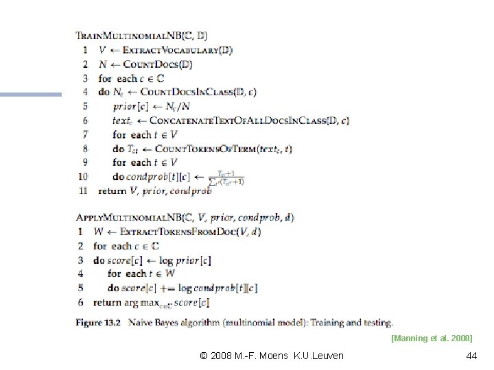 [Manning et al. 2008] © 2008 M. -F. Moens K. U. Leuven 44 