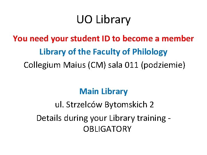 UO Library You need your student ID to become a member Library of the