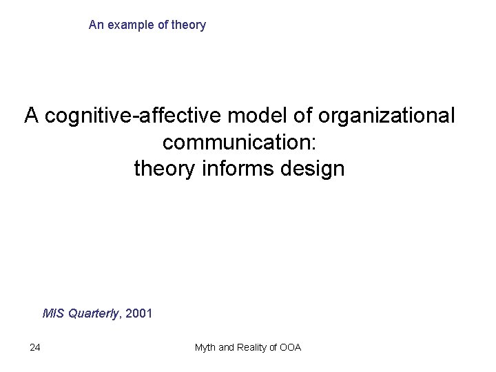 An example of theory A cognitive-affective model of organizational communication: theory informs design MIS