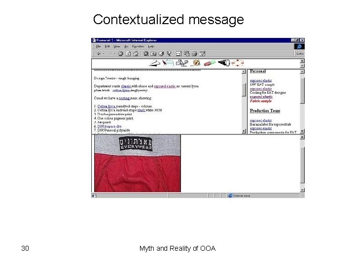 Contextualized message 30 Myth and Reality of OOA 