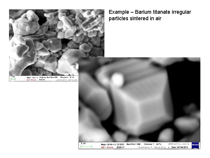 Example – Barium titanate irregular particles sintered in air 