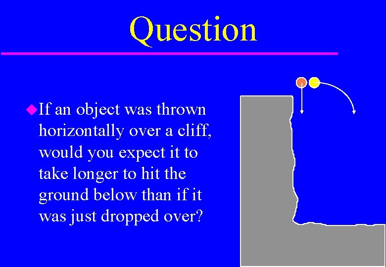 Question If an object was thrown horizontally over a cliff, would you expect it