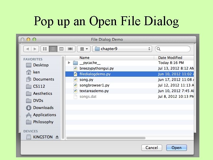 Pop up an Open File Dialog 