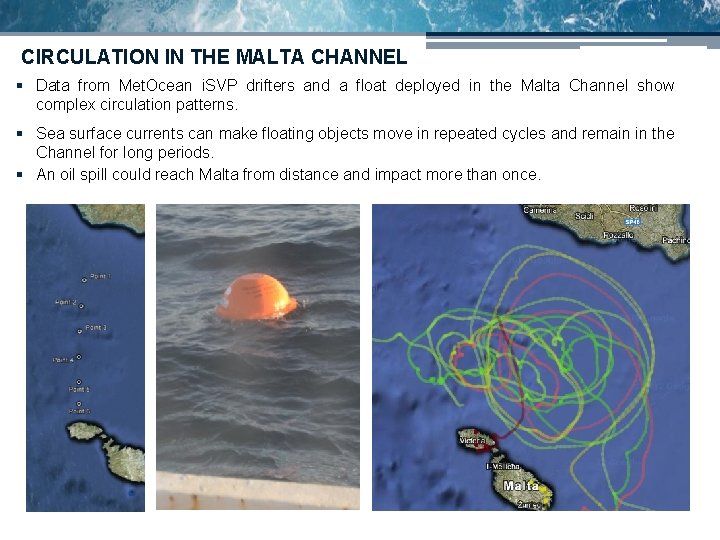 CIRCULATION IN THE MALTA CHANNEL § Data from Met. Ocean i. SVP drifters and CIRCULATION IN THE MALTA CHANNEL § Data from Met. Ocean i. SVP drifters and