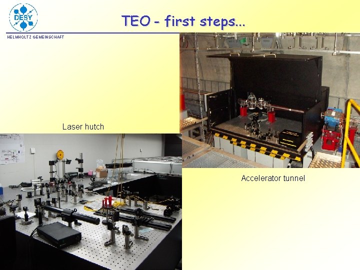 TEO - first steps. . . VUV FEL HELMHOLTZ GEMEINSCHAFT Laser hutch Accelerator tunnel