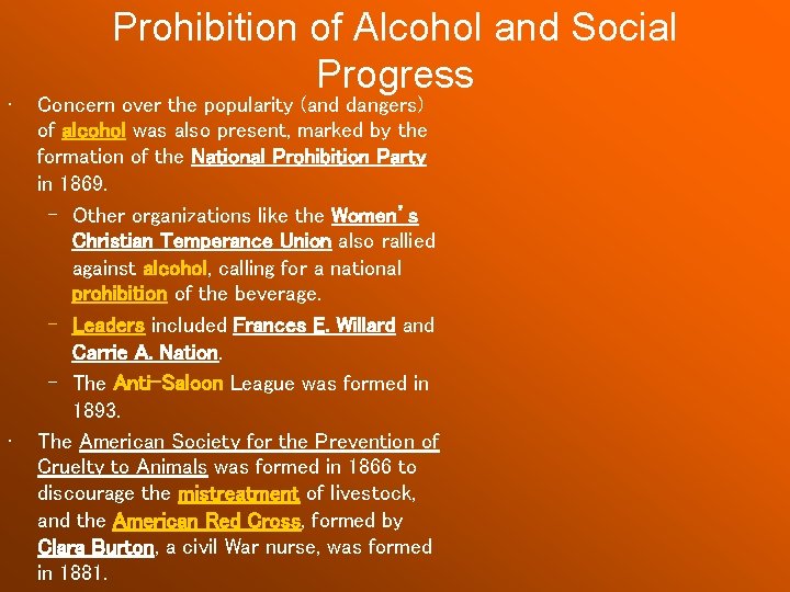  • • Prohibition of Alcohol and Social Progress Concern over the popularity (and