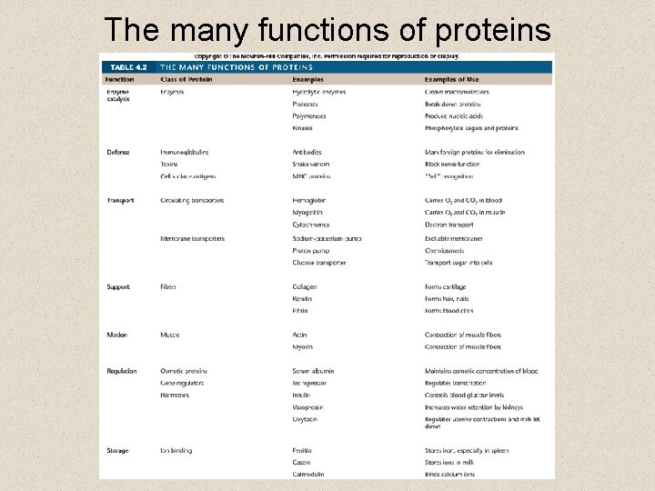 The many functions of proteins 