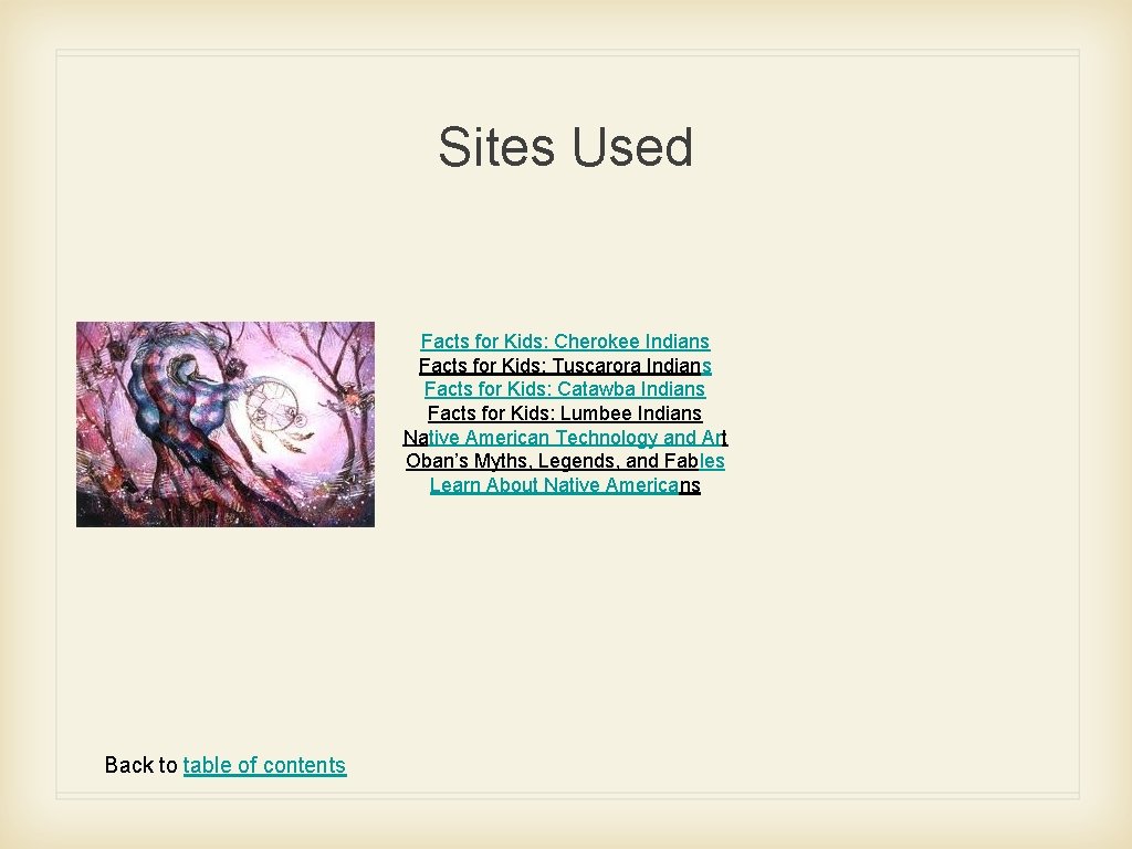 Sites Used Facts for Kids: Cherokee Indians Facts for Kids: Tuscarora Indians Facts for