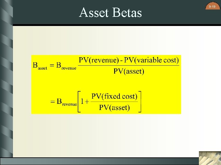 Asset Betas 9 -19 