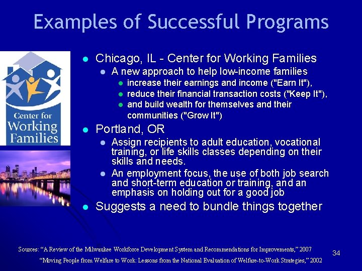 Examples of Successful Programs l Chicago, IL - Center for Working Families l A Examples of Successful Programs l Chicago, IL - Center for Working Families l A