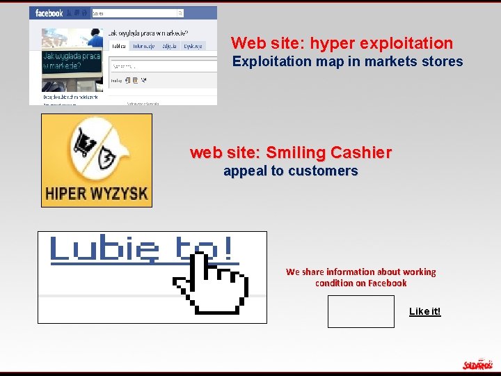 Web site: hyper exploitation Exploitation map in markets stores web site: Smiling Cashier appeal