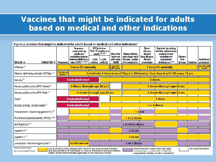 Vaccines that might be indicated for adults based on medical and other indications 