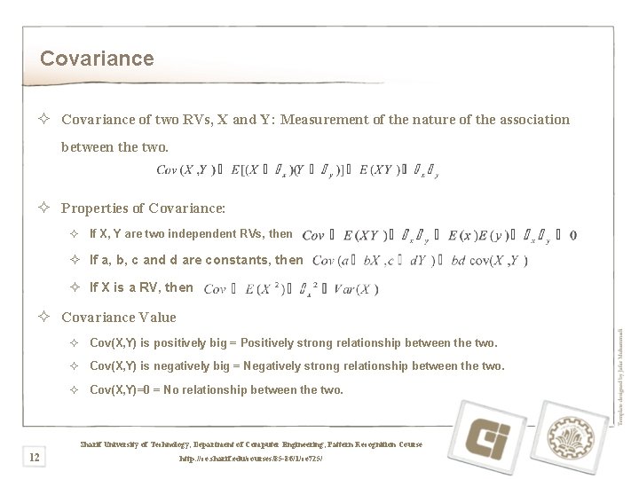 Pattern Recognition Mathematic Review Hamid R Rabiee Jafar