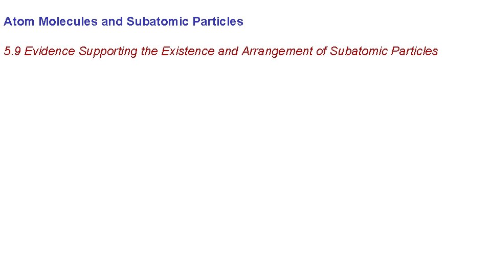 Atom Molecules and Subatomic Particles 5. 9 Evidence Supporting the Existence and Arrangement of