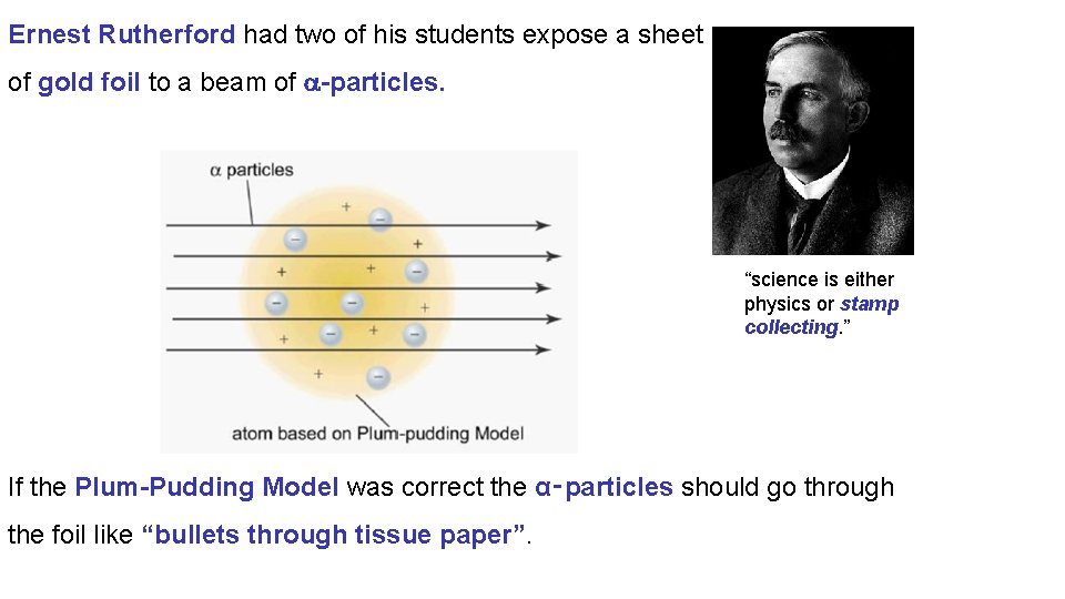 Ernest Rutherford had two of his students expose a sheet of gold foil to