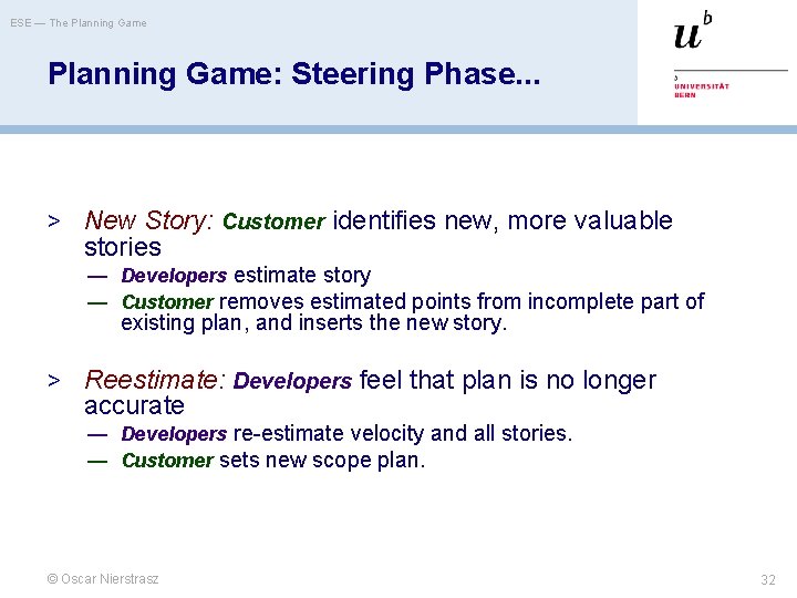 ESE — The Planning Game: Steering Phase. . . > New Story: Customer identifies