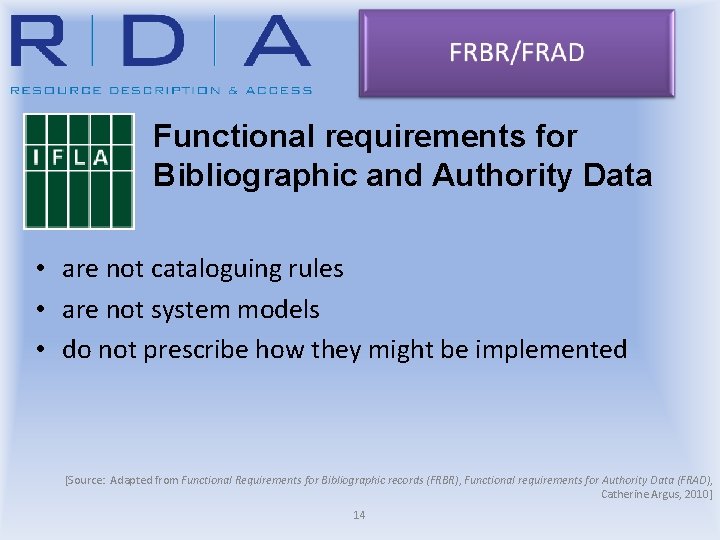 Functional requirements for Bibliographic and Authority Data • are not cataloguing rules • are