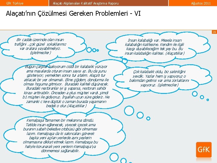 Gf. K Türkiye Alaçatı Algılamaları Kalitatif Araştırma Raporu Ağustos 2011 Alaçatı’nın Çözülmesi Gereken Problemleri